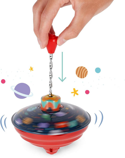Legami - Spin Me Round Mini Spinning Top Toy, Space Explorer, Universe Spaceship, Gadget Birthday Gift, Game for Kids, Diameter 13 cm