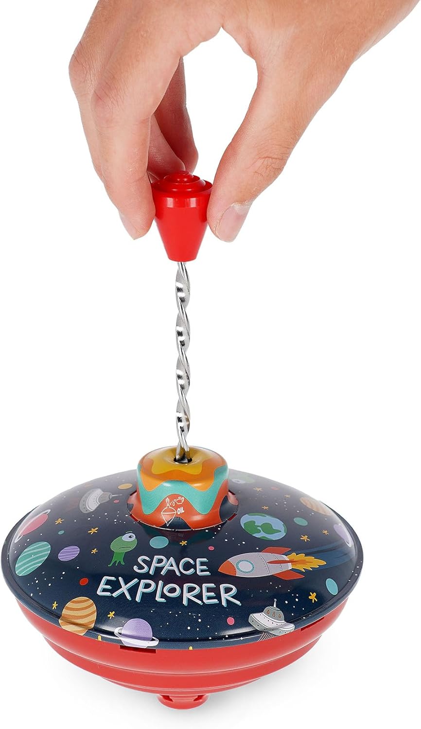 Legami - Spin Me Round Mini Spinning Top Toy, Space Explorer, Universe Spaceship, Gadget Birthday Gift, Game for Kids, Diameter 13 cm