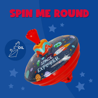 Legami - Spin Me Round Mini Spinning Top Toy, Space Explorer, Universe Spaceship, Gadget Birthday Gift, Game for Kids, Diameter 13 cm
