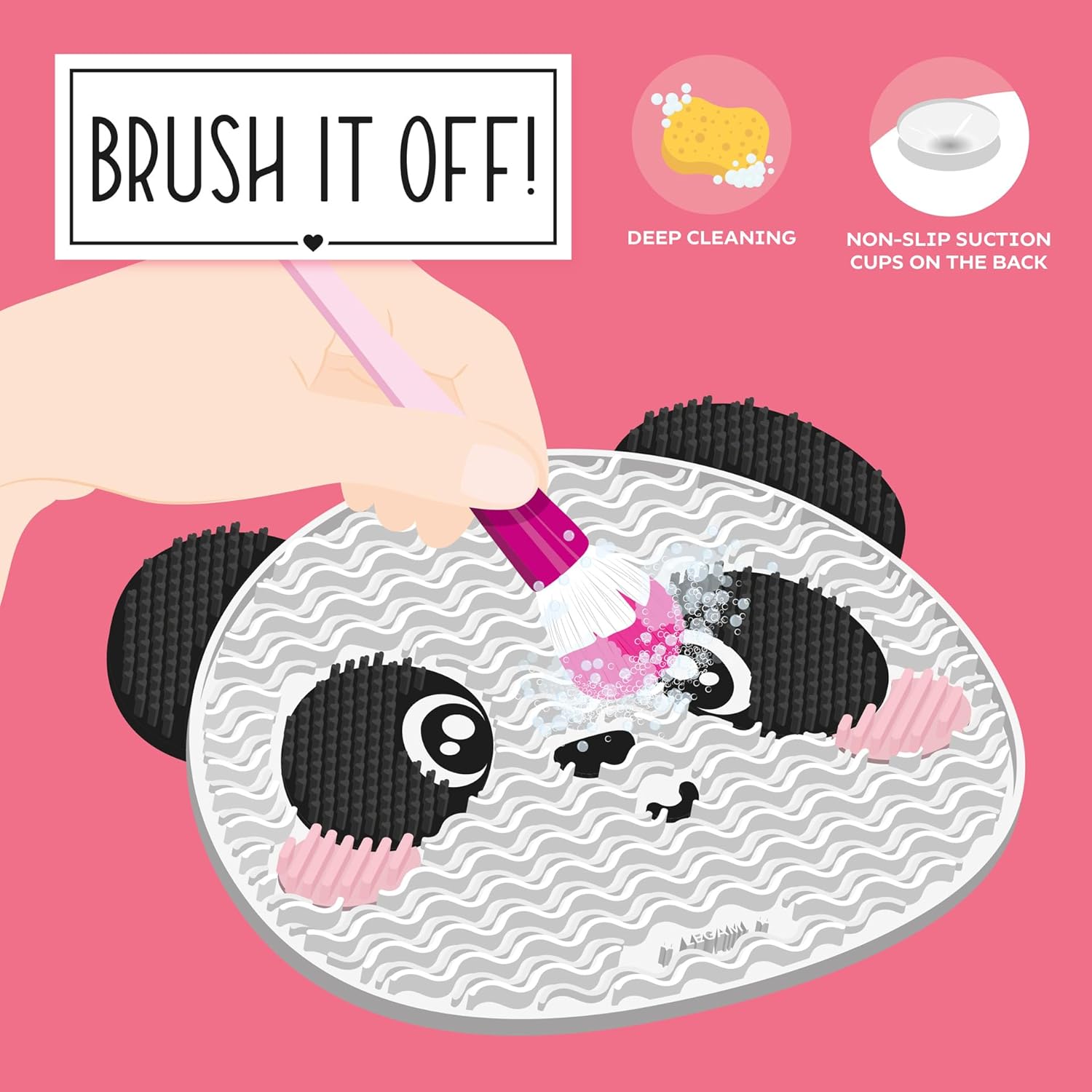 Legami Brush It Off!- Make Up Brush Cleaning Pad - Panda