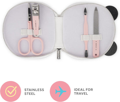 Legami Manicure Kit - But First Nails!, Scissors, Nail Clippers, File, Cuticle Pusher for Manicure and Pedicure, Pocket and Portable Set, Great for Travel, Home Use