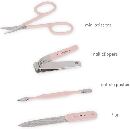 Legami Manicure Kit - But First Nails!, Scissors, Nail Clippers, File, Cuticle Pusher for Manicure and Pedicure, Pocket and Portable Set, Great for Travel, Home Use