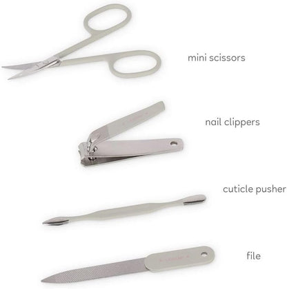 Legami Manicureset - But First, nagels, nagelschaar, nagelknipper, vijl, nagelriemduwer voor manicure en pedicure, zakformaat, draagbaar, ideaal voor reizen, thuisgebruik
