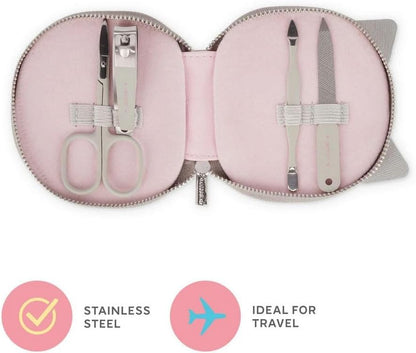 Legami Manicureset - But First, nagels, nagelschaar, nagelknipper, vijl, nagelriemduwer voor manicure en pedicure, zakformaat, draagbaar, ideaal voor reizen, thuisgebruik