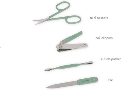Legami - Travel Manicure Kit, Ideal for Travel, Pocket, Portable, Scissors, Nail Clippers, File, Cuticle Pusher, 4 in 1 Manicure and Pedicure Set, Gift Idea, 7.5 x 11 x 2 cm