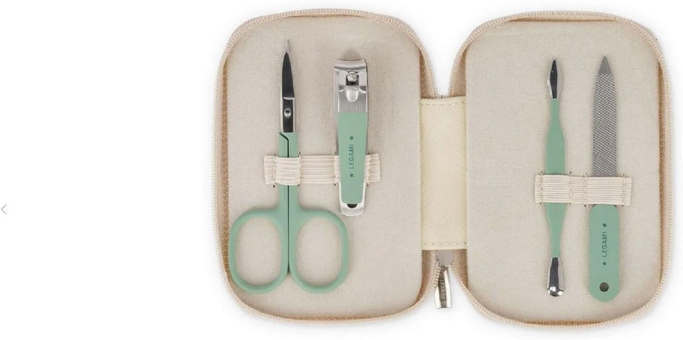 Legami - Travel Manicure Kit, Ideal for Travel, Pocket, Portable, Scissors, Nail Clippers, File, Cuticle Pusher, 4 in 1 Manicure and Pedicure Set, Gift Idea, 7.5 x 11 x 2 cm