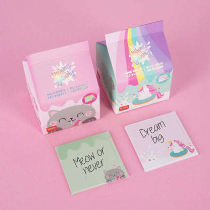 LEGAMI - Yummy Yummy Memo Pad, Notepad with 250 Removable Sheets, FSC Certified Paper, Size 7 x 10 x 7 cm, Memo Pad with Pink Leaves, Unicorn