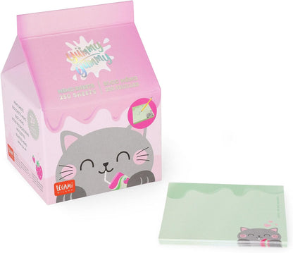 Legami - Yummy Yummy Memo Pad, Notepad with 250 Detachable Sheets, FSC Certified Paper, Size 7 x 10 x 7 cm, Memo Pad with Green Sheets, Kitty