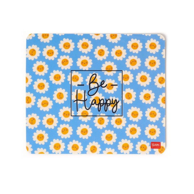 Legami - Mouse Pad, Daisy Theme, Mousepad with Dustproof and Anti-Glare PVC Surface, Non-Slip Rubber Base, 22.3 x 23.3 cm