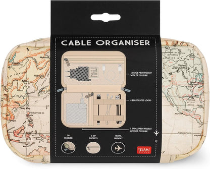 Legami - Cable Organizer - Cable Organizer, Travel Case for PC Phone Wires and Cables, Bag for Electronic Gadgets, Charger, Power Bank, Small Portable Bag, 24 x 14 x 4.8 cm, Beige, Soft