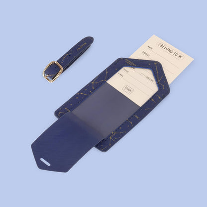 Legami - Luggage Tag, Luggage Tag for Suitcase, Accessory for Airplane Cruise Train, Luggage Tag for Data Protection in PU Leather and Microfibre, Stars