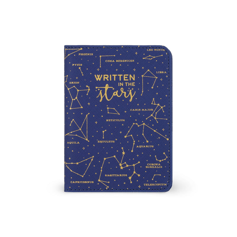 Legami - Blue Passport Holder, Passport Holder Wallet for Travel, Passport Case, 1 Passport Pocket, 4 Card Pockets, RFID Protection, 10.5 x 14 x 1 cm, Stars Theme, Blue, S, Casual