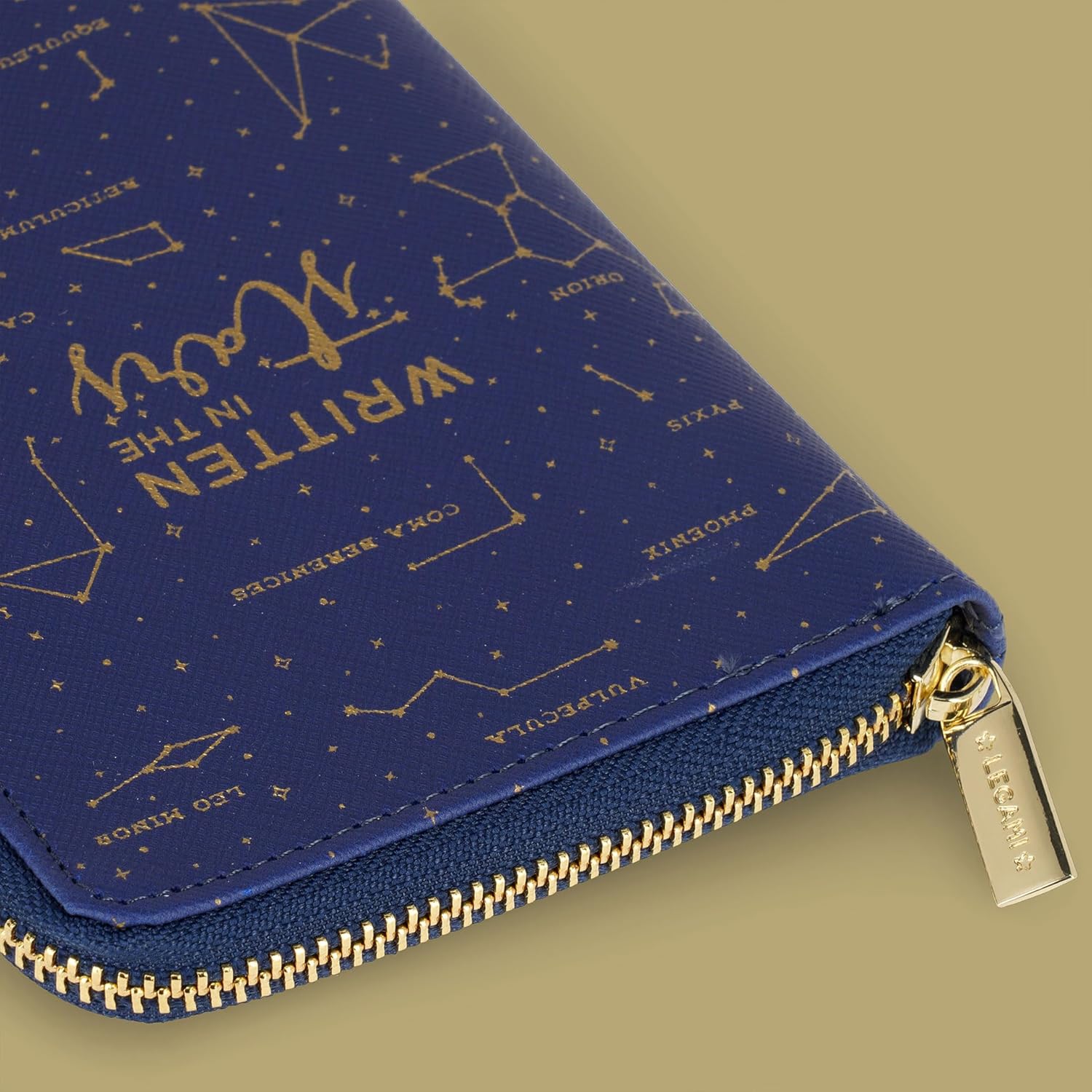 Legami - Blue Travel ID Card Holder, RFID Blocking Passport Organizer, 4 Large Pockets, 7 Small Pockets, Zip Closure, 11 x 24 x 3 cm, Stars Theme, Blue, L, Casual