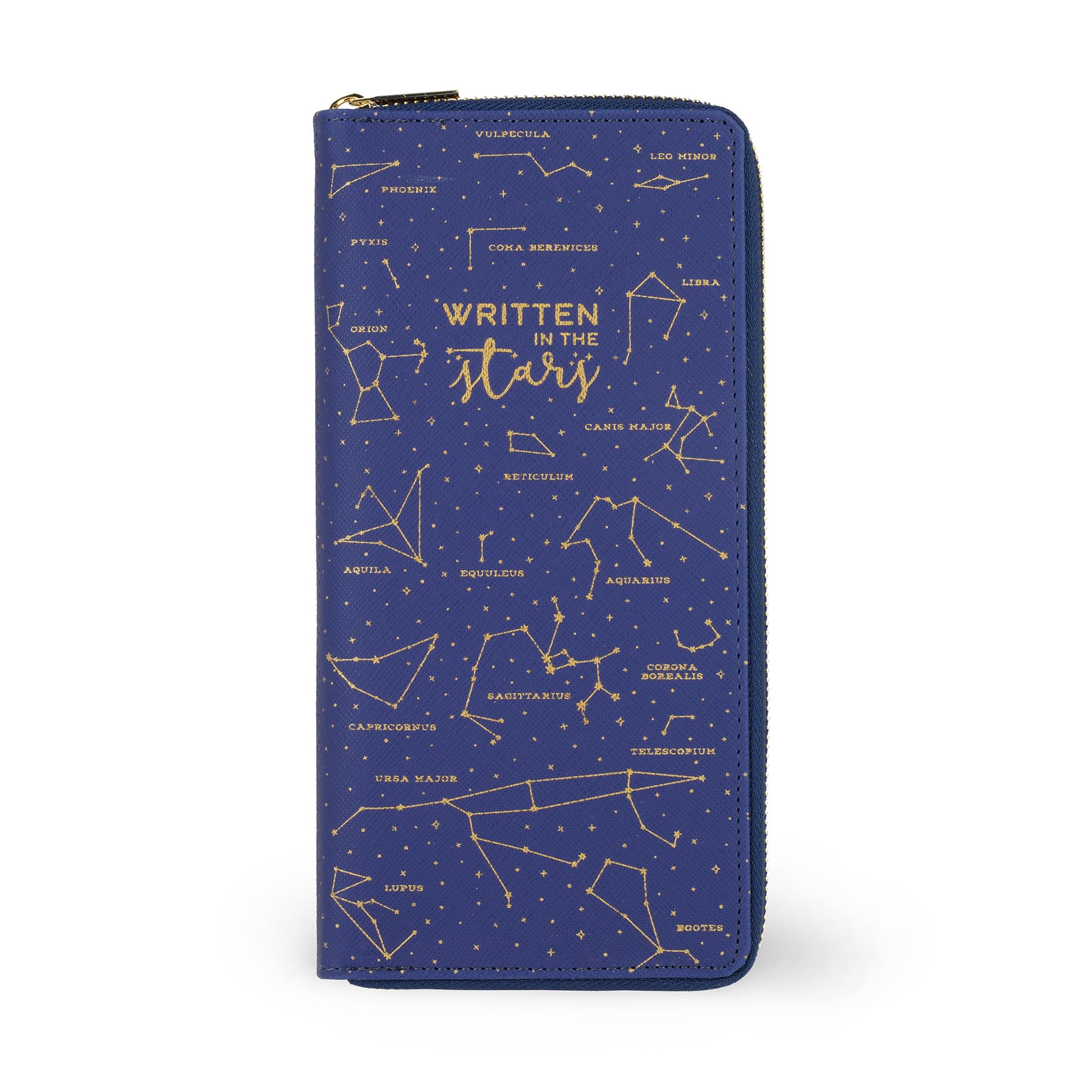 Legami - Blue Travel ID Card Holder, RFID Blocking Passport Organizer, 4 Large Pockets, 7 Small Pockets, Zip Closure, 11 x 24 x 3 cm, Stars Theme, Blue, L, Casual