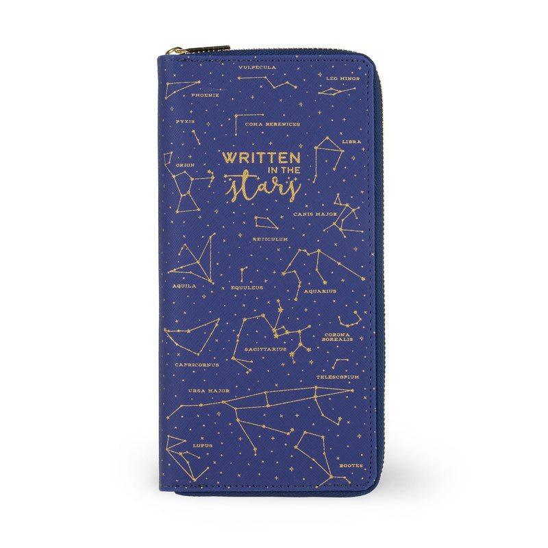 Legami - Blue Travel ID Card Holder, RFID Blocking Passport Organizer, 4 Large Pockets, 7 Small Pockets, Zip Closure, 11 x 24 x 3 cm, Stars Theme, Blue, L, Casual