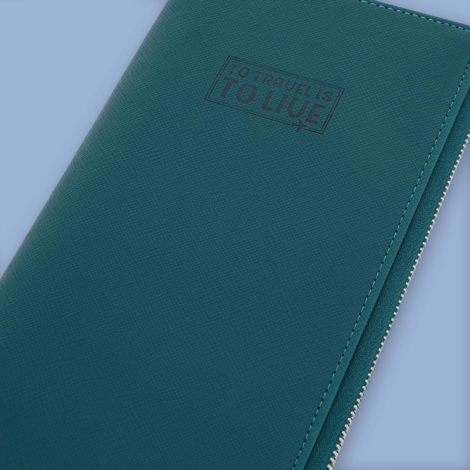Legami - Petrol Blue Travel Document Holder Passport ID Card Holder RFID Blocking 4 Large Pockets 7 Small Pockets Zip Closure 11 x 24 x 3 cm, Blue, L, Casual