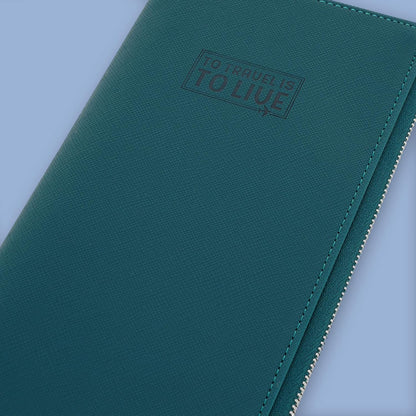 Legami - Petrol Blue Travel Document Holder Passport ID Card Holder RFID Blocking 4 Large Pockets 7 Small Pockets Zip Closure 11 x 24 x 3 cm, Blue, L, Casual