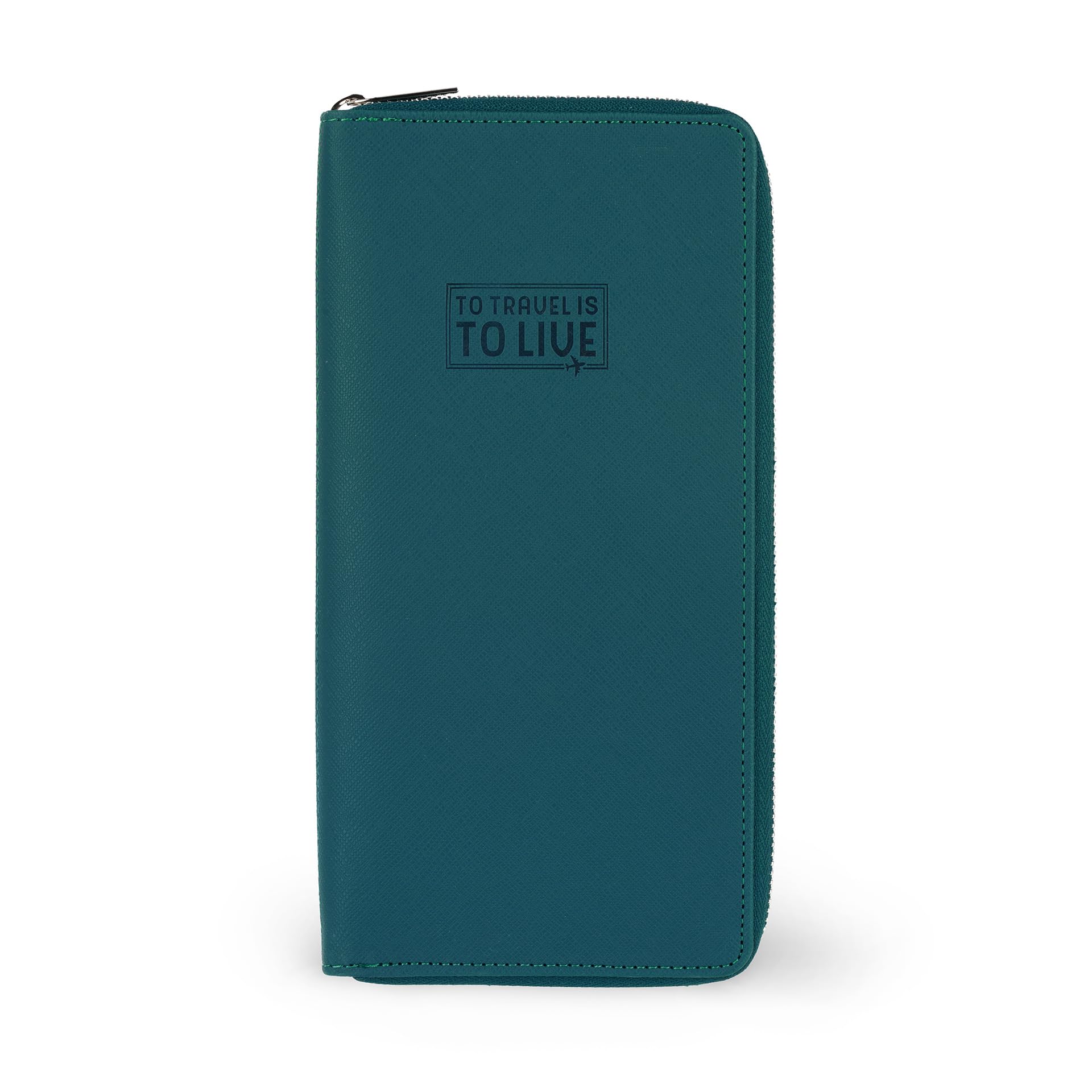 Legami - Petrol Blue Travel Document Holder Passport ID Card Holder RFID Blocking 4 Large Pockets 7 Small Pockets Zip Closure 11 x 24 x 3 cm, Blue, L, Casual