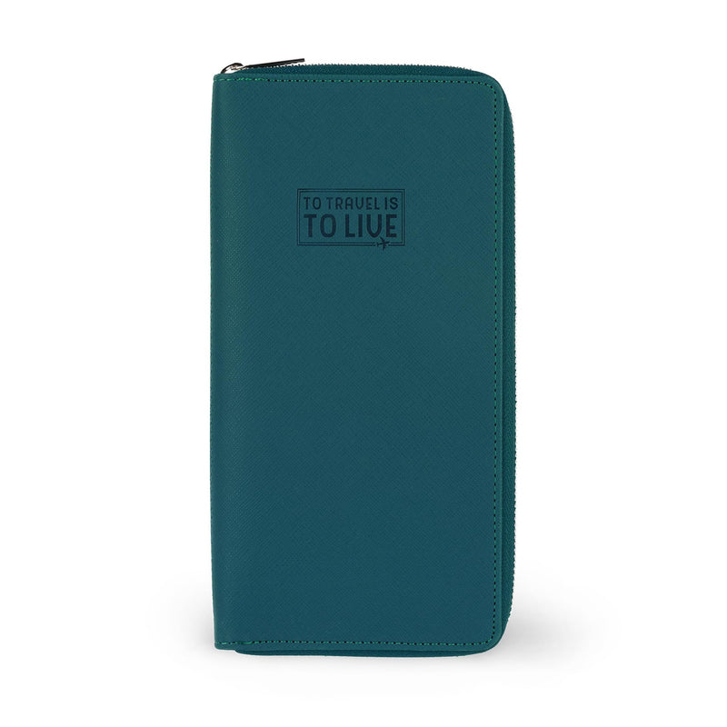 Legami - Petrol Blue Travel Document Holder Passport ID Card Holder RFID Blocking 4 Large Pockets 7 Small Pockets Zip Closure 11 x 24 x 3 cm, Blue, L, Casual