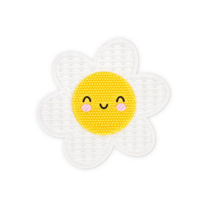 Legami - Makeup Brush Cleaner Mat - Brush it Off! - Makeup Brush Cleaning Pad, Silicone Pad for Cosmetics with Suction Cup, Daisy Theme