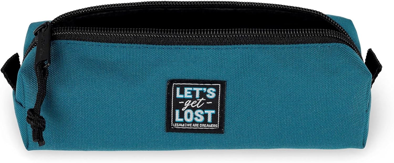 Legami - Case, Zip Closure, Made from Recycled Plastic, Durable, Practical, 22x6cm, Petrol Blue Theme, Petrol Blue, Taglia Unica, Petrol Blue