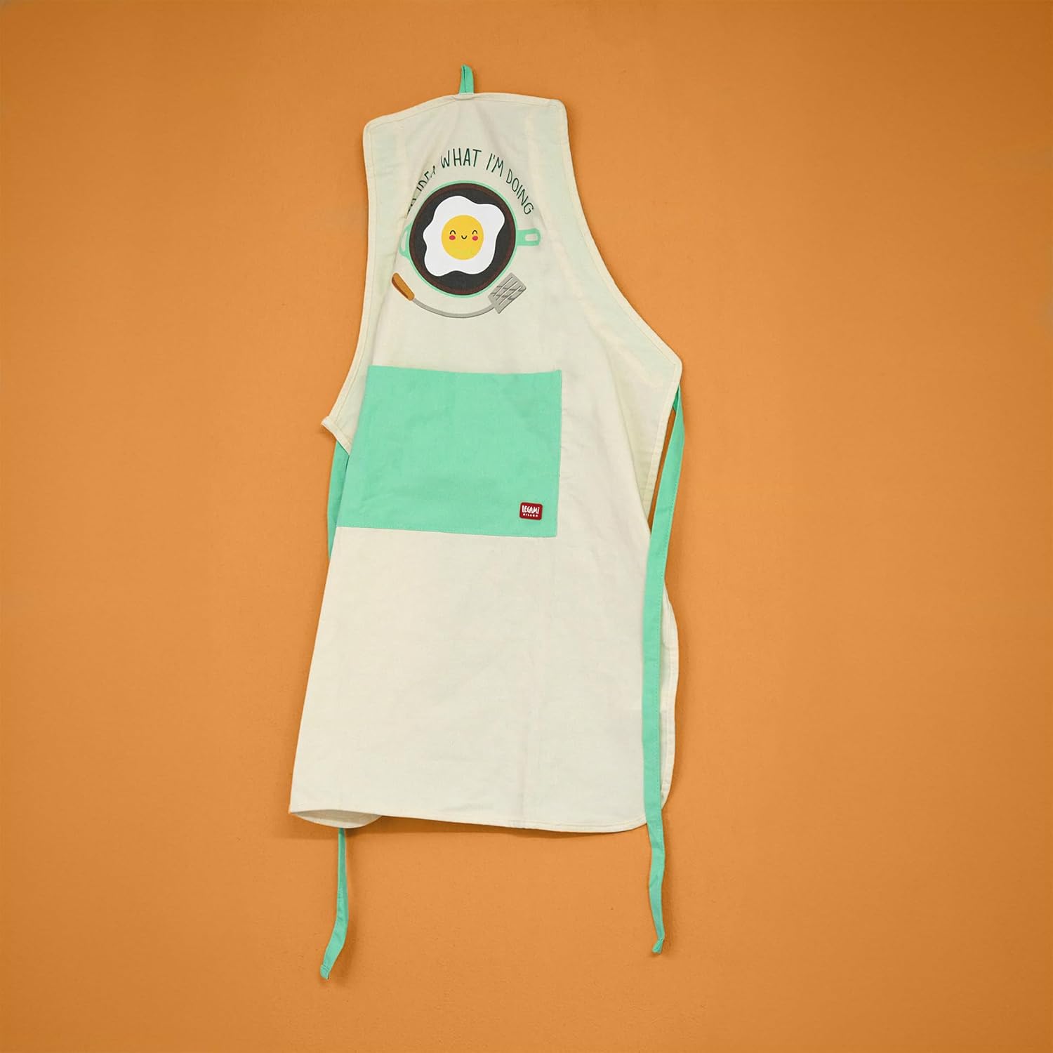 Legami - Kitchen Apron Men Women, Super Chef, Front Pocket, Adjustable, One Size, Machine Washable, Size 56 x 76 cm, No Idea What I am Doing Theme, beige, One Size
