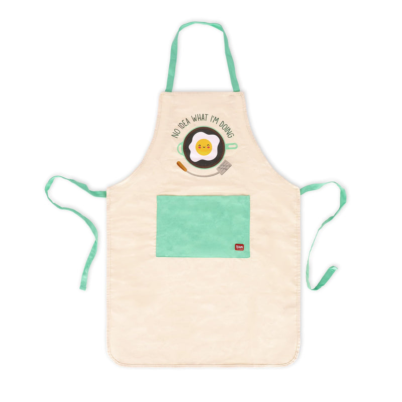 Legami - Kitchen Apron Men Women, Super Chef, Front Pocket, Adjustable, One Size, Machine Washable, Size 56 x 76 cm, No Idea What I am Doing Theme, beige, One Size