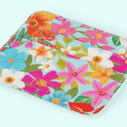 Legami - Badge Holder with Lobster Clasp, Card Holder with Security Clip Closure, 1 Transparent Window, PU Leather Card Pockets, Size 10.5 x 9 cm, Flowers Theme