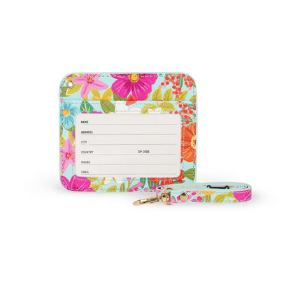 Legami - Badge Holder with Lobster Clasp, Card Holder with Security Clip Closure, 1 Transparent Window, PU Leather Card Pockets, Size 10.5 x 9 cm, Flowers Theme