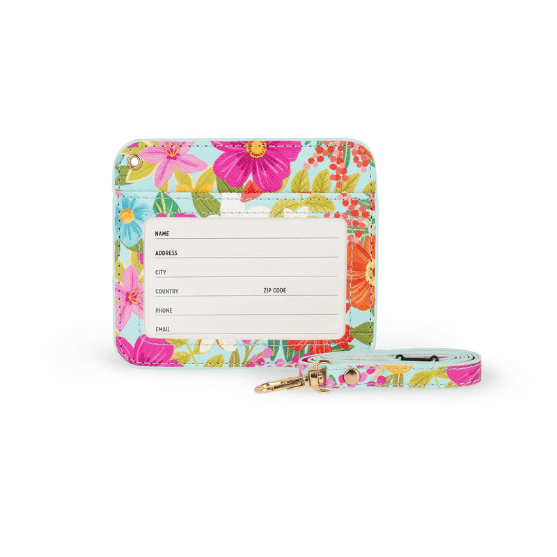 Legami - Badge Holder with Lobster Clasp, Card Holder with Security Clip Closure, 1 Transparent Window, PU Leather Card Pockets, Size 10.5 x 9 cm, Flowers Theme