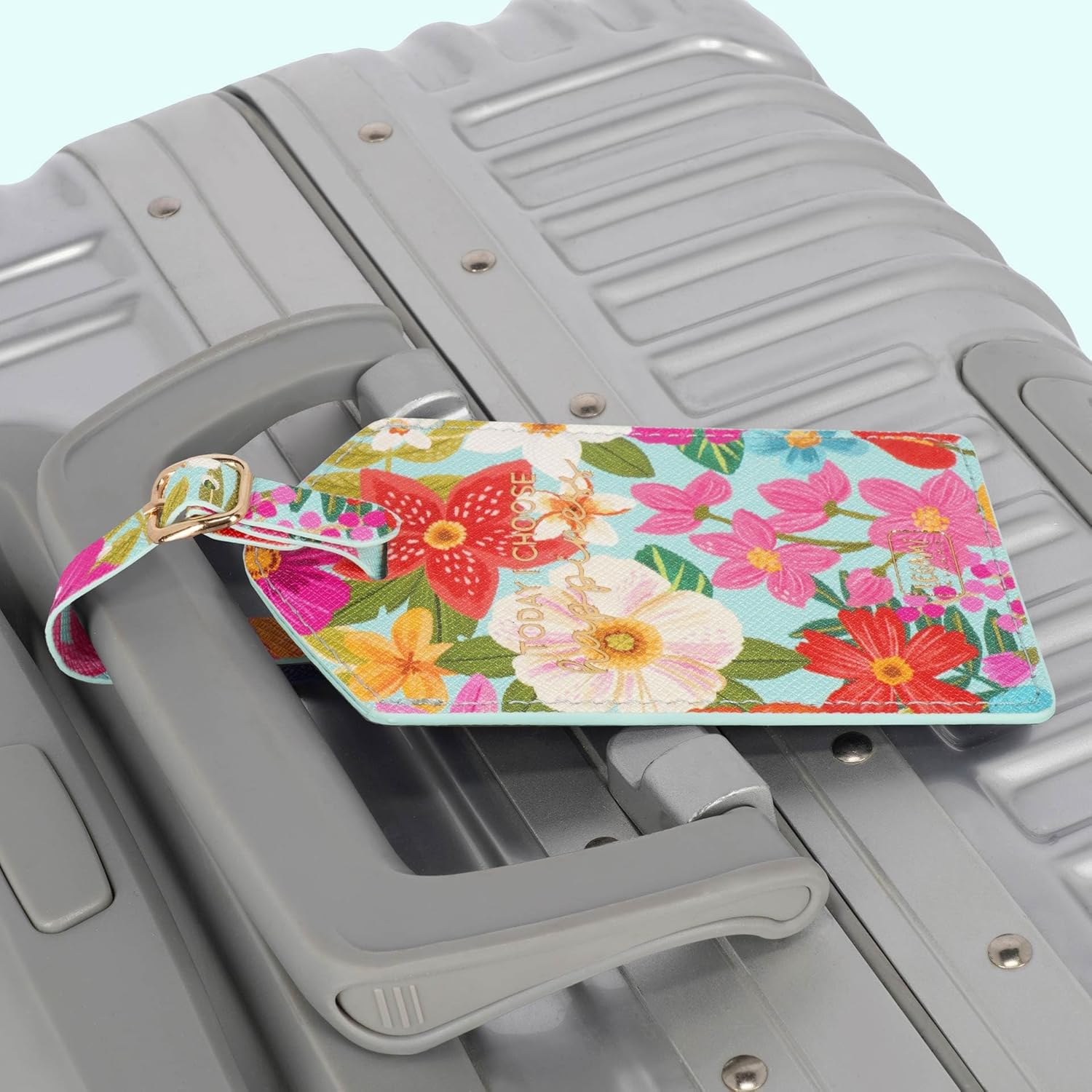 LEGAMI Luggage Tag, Flowers, Multicolor, PU Leather & Microfibre, 6.8cm x 17cm x 1cm