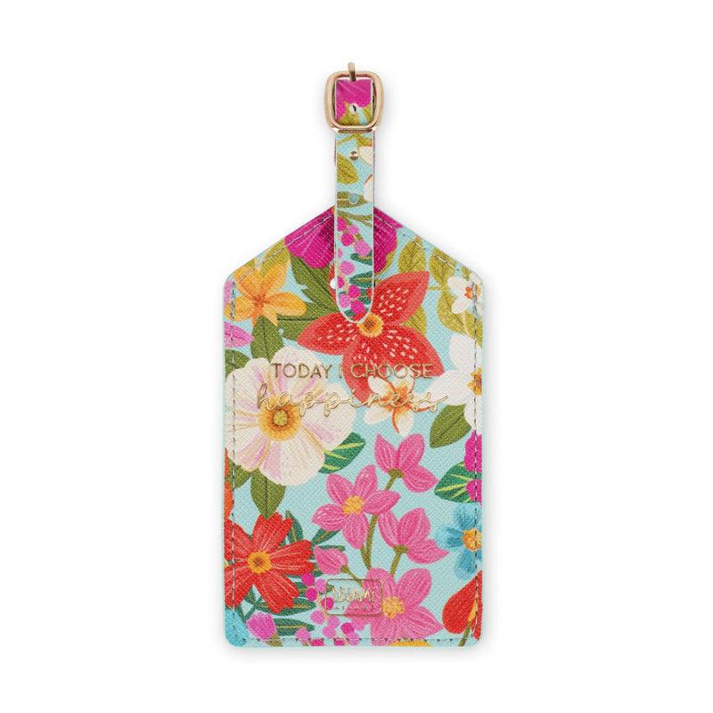 LEGAMI Luggage Tag, Flowers, Multicolor, PU Leather & Microfibre, 6.8cm x 17cm x 1cm