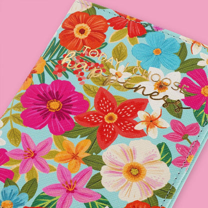 Legami - Passport Holder with Flowers, Passport Holder Wallet for Travel, Passport Case, 1 Passport Pocket, 4 Card Pockets, RFID Protection, 10.5 x 14 x 1 cm, Flowers Theme, Turquoise, S, Casual