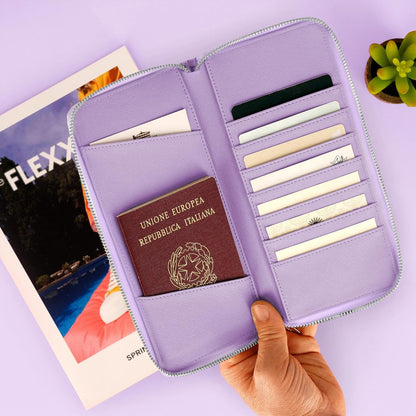 Legami - Blue Travel ID Card Holder Passport Holder RFID Blocking 4 Large Pockets, Daisy, L, Casual
