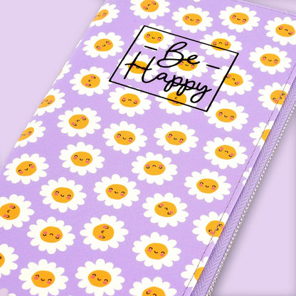 Legami - Blue Travel ID Card Holder Passport Holder RFID Blocking 4 Large Pockets, Daisy, L, Casual