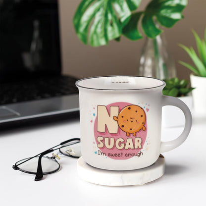 Legami - Cuppuccino Mug, New Bone China, Breakfast Cup, Dishwasher Safe Coffee Tea Mug, Diameter 10 cm, Capacity 350 ml, No Sugar Theme