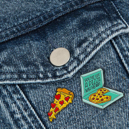 Legami - Set of 2 Enamel Pin Your Style! Brooch for Backpack Bag, Gift for Couples, Pizza, Size 3 x 3 x 1 cm, Yellow, Taglia unica, yellow, One size, Modern