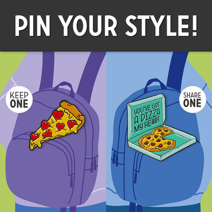 Legami - Set of 2 Enamel Pin Your Style! Brooch for Backpack Bag, Gift for Couples, Pizza, Size 3 x 3 x 1 cm, Yellow, Taglia unica, yellow, One size, Modern