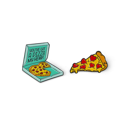 Legami - Set of 2 Enamel Pin Your Style! Brooch for Backpack Bag, Gift for Couples, Pizza, Size 3 x 3 x 1 cm, Yellow, Taglia unica, yellow, One size, Modern