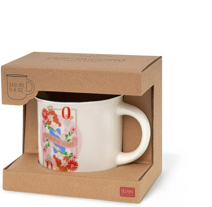 Legami - Cuppuccino Mug, New Bone China, Breakfast Cup, Dishwasher Safe Coffee Tea Mug, Queen Theme, Diameter 10 cm, Capacity 350 ml