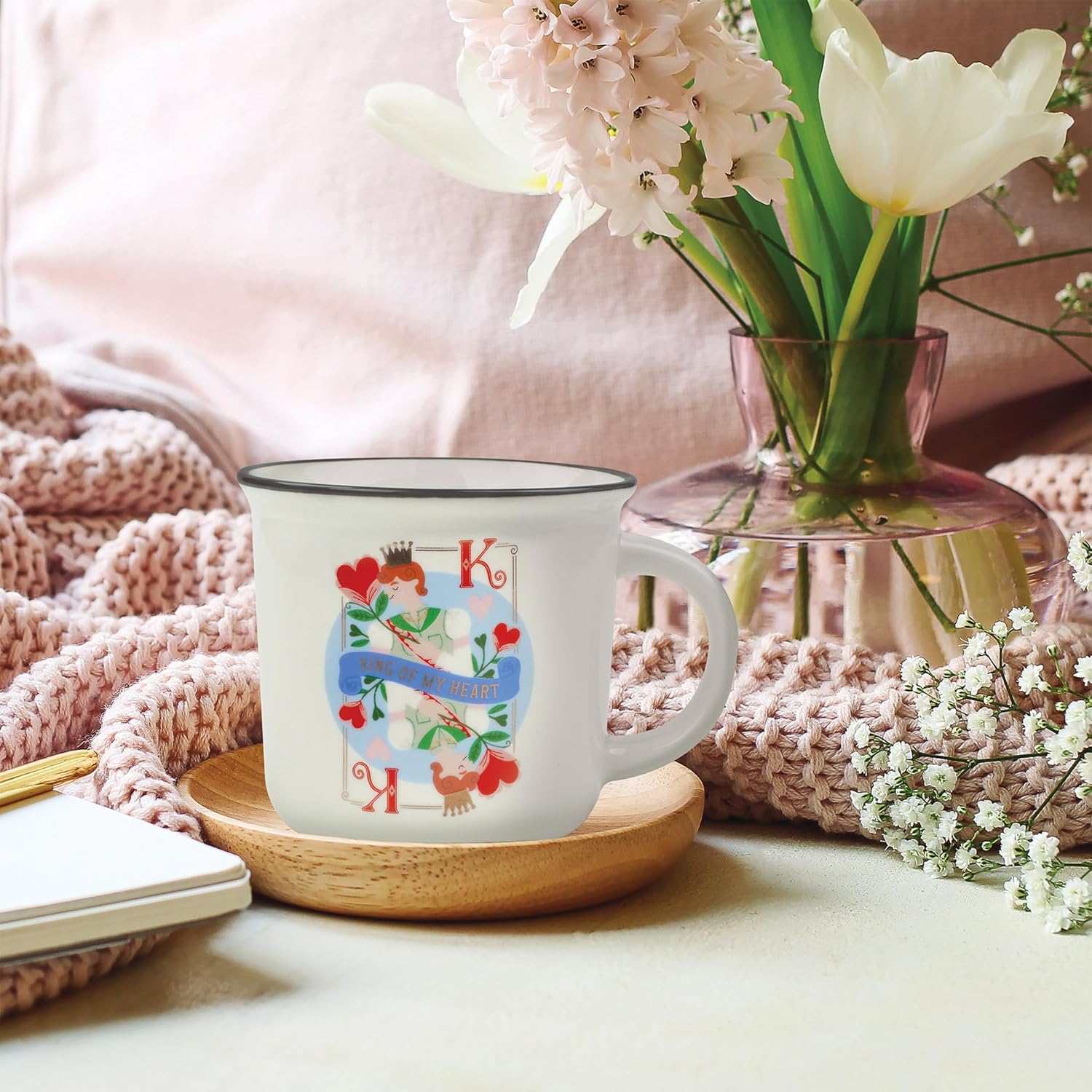 Legami - Cuppuccino Mug, New Bone China, Breakfast Cup, Dishwasher Safe Coffee Tea Mug, King Theme, Diameter 10 cm, Capacity 350 ml