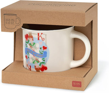 Legami - Cuppuccino Mug, New Bone China, Breakfast Cup, Dishwasher Safe Coffee Tea Mug, King Theme, Diameter 10 cm, Capacity 350 ml