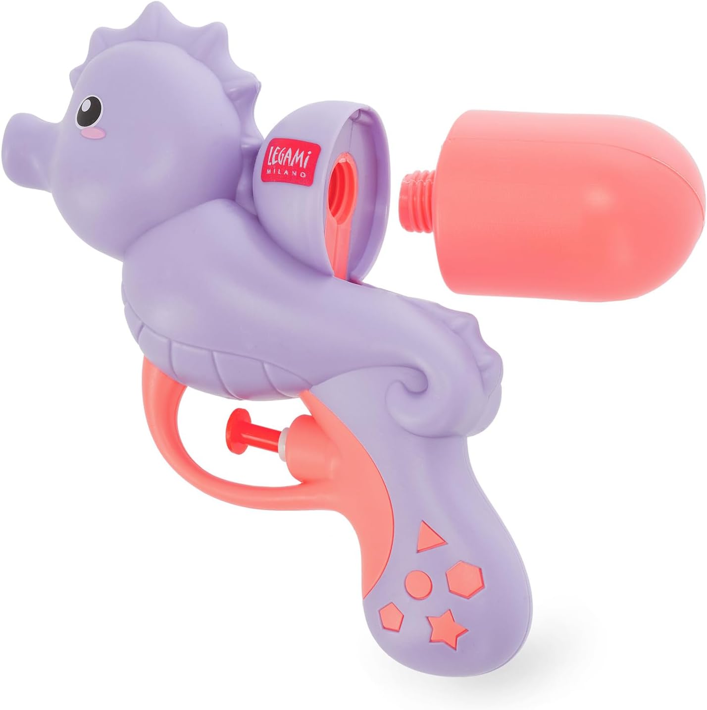 Legami - Water Gun - Water Gun, Garden Water Gun for Adults Children, Powerful Water Gun, 2.5 m Jet, Ideal for Parties Refreshing, Capacity 50 ml, Seahorse Theme