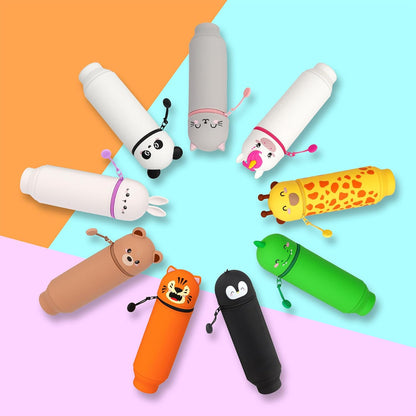 LEGAMI - 2-in-1 Soft Silicone Case - Kawaii Table Pen Holder, Zipper, Silicone, Pen Bag, Colouring Pencils Marker, H 18.5 cm