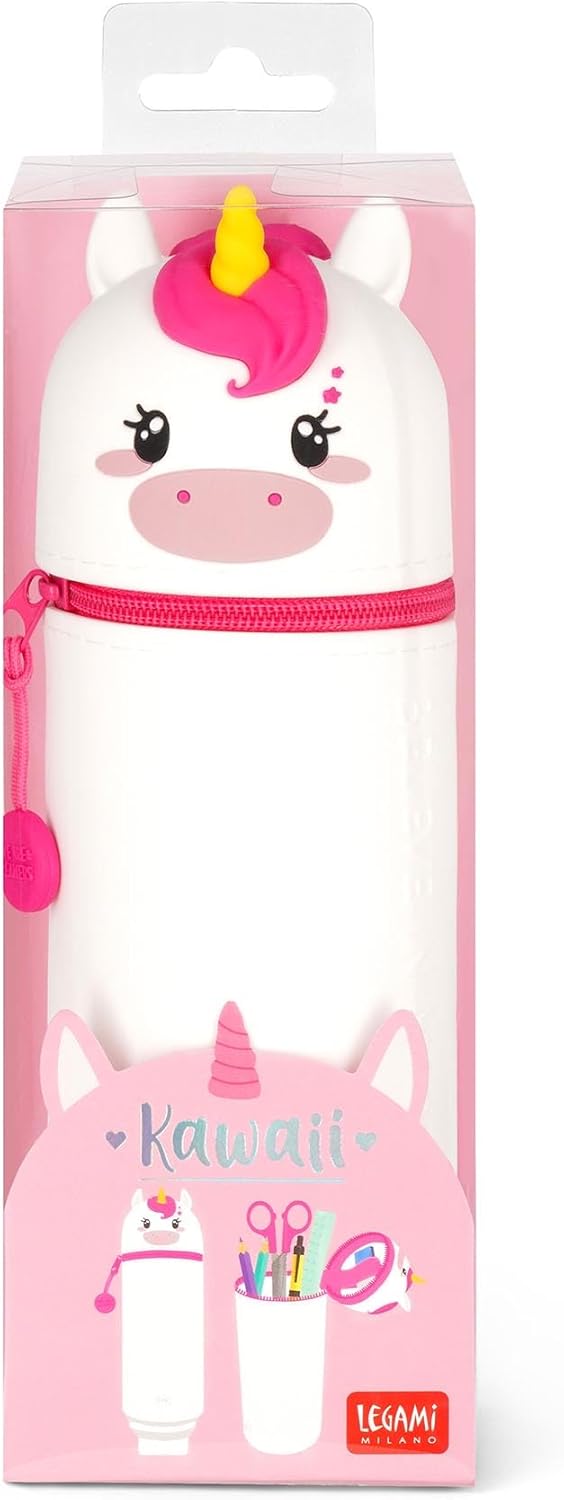 LEGAMI - 2-in-1 Soft Silicone Case - Kawaii Table Pen Holder, Zipper, Silicone, Pen Bag, Colouring Pencils Marker, H 18.5 cm
