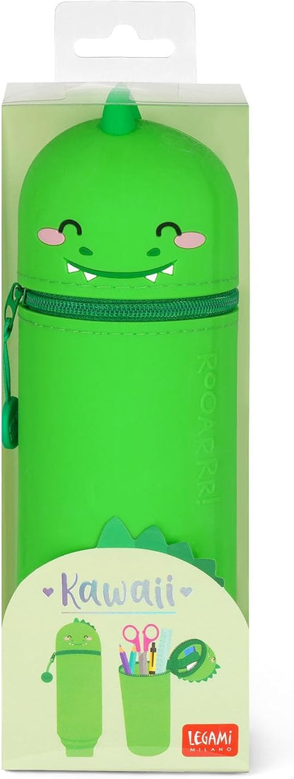 Legami - Estuche Escolar Kawaii 2 en 1 de Silicona Blanda, portabolígrafos de Mesa, Cremallera, lápices de Colores rotuladores, H 18,5 cm