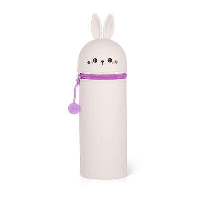 Legami - 2 in 1 Soft Silicone Kawaii Bunny Pencil Case - Zipper Closure, Silicone, Pens Crayons Markers, H 18.5 cm