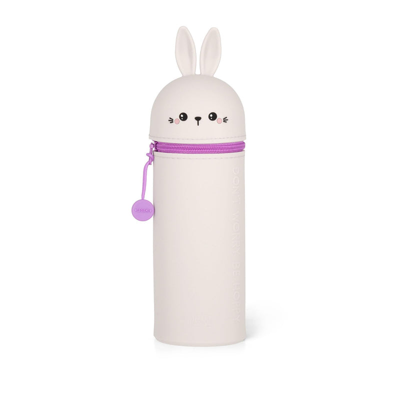 Legami - 2 in 1 Soft Silicone Kawaii Bunny Pencil Case - Zipper Closure, Silicone, Pens Crayons Markers, H 18.5 cm