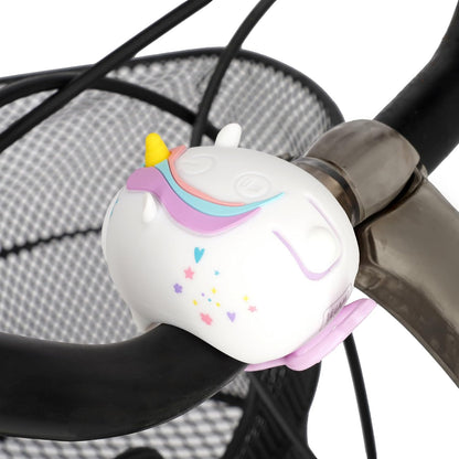 Legami - Bicycle Front Light with Bell Unicorn Theme Adjustable Strap, 3 Light Modes, 5 Sound Modes, Type-C Cable Included, Rechargeable, Water Resistant