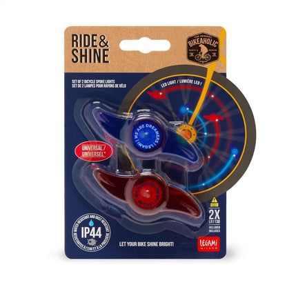 Legami - Set of 2 Bicycle Spoke Lights - Ride & Shine White Light Bike Wheel Lights for Children, Teenagers, Adults, Bright Clips for Bike Spokes, Batteries Included LR1130, Space